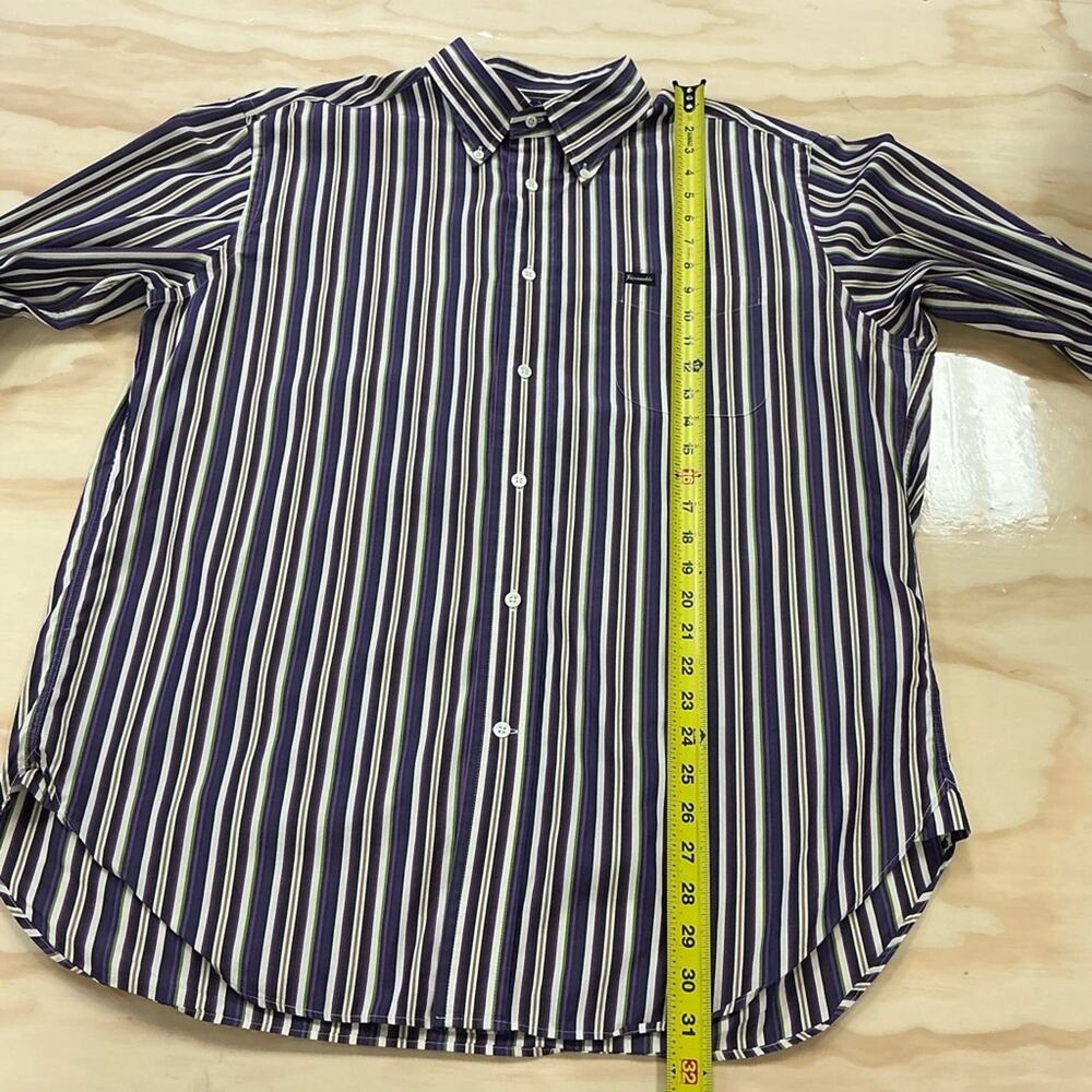 Façonnable Classic Striped Button Down Shirt Purple White XL - Picture 10 of 12